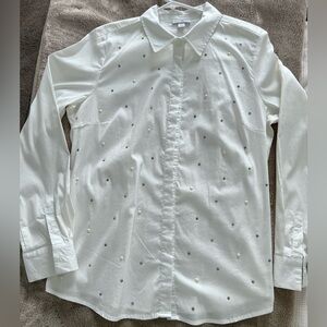 Embellished Button-Down Blouse-L
